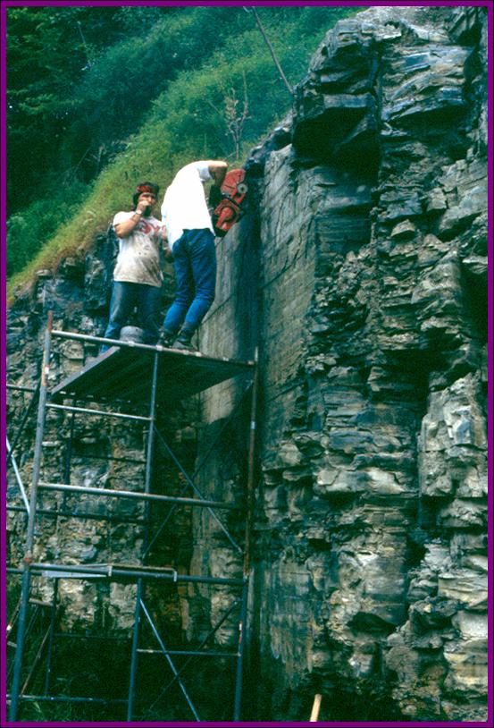 outcrop work with rock saw